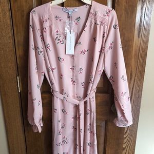 Shirt Dress, size large, pink flowered